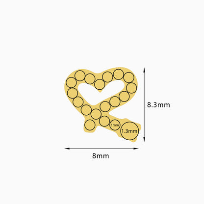 18K Gold PVD Titanium Internally Threaded CZ Heart Ribbon Top