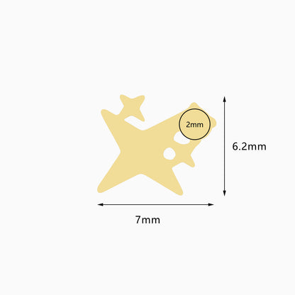24Kt Gold PVD Titanium Threadless Shooting Star CZ Top