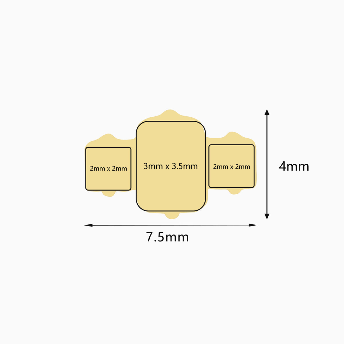 18Kt Gold PVD Titanium Threadless Square Three-Stone Cluster Top