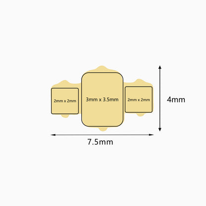 18Kt Gold PVD Titanium Threadless Square Three-Stone Cluster Top