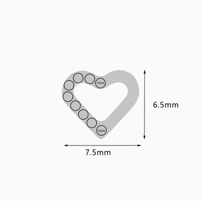 Titanium Threadless Half-Pave Heart Top