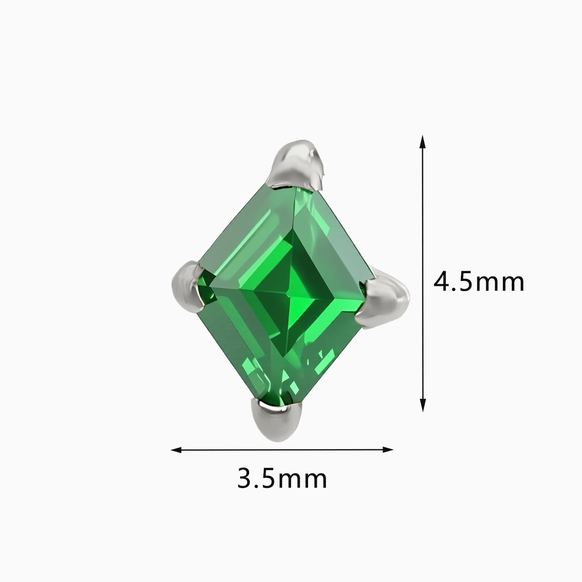 Titanium Threadless Synthetic Emerald Lozenge Top