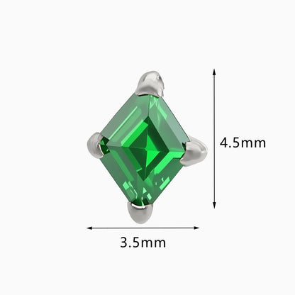 Titanium Threadless Synthetic Emerald Lozenge Top