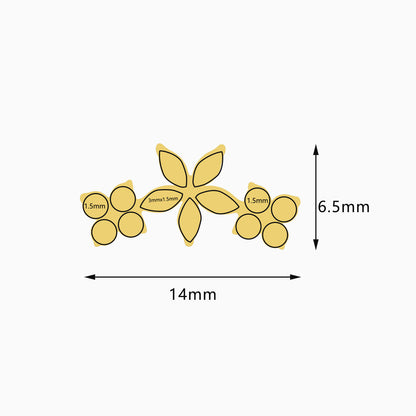 18Kt Gold PVD Titanium Threadless Floral Triple Cluster Top