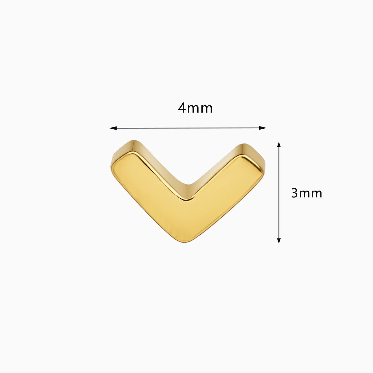 18Kt Gold PVD Titanium Threadless V-Shape Top.