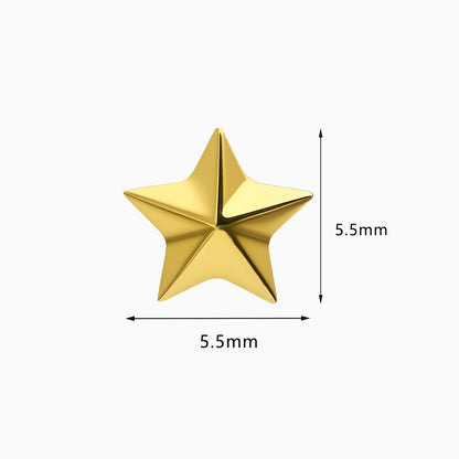 18Kt Gold PVD Titanium Threadless Star Top