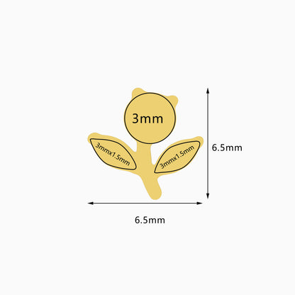 18K Gold PVD Titanium Internally Threaded CZ Flower and Leaf Top