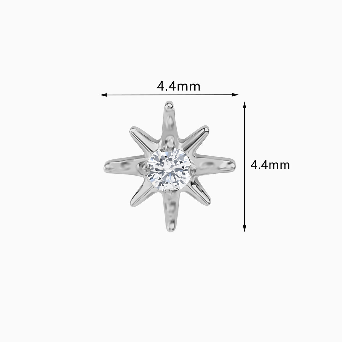 Titanium Threadless Eight-Point Star Gem Top.