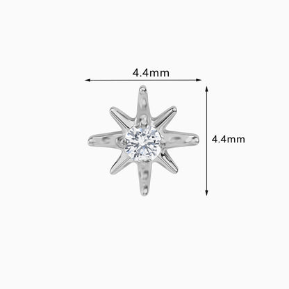 Titanium Threadless Eight-Point Star Gem Top.