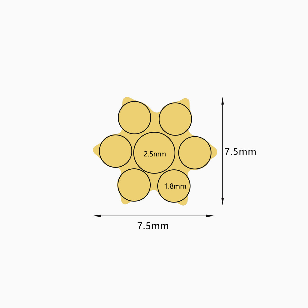 18K Gold PVD Titanium Internally Threaded CZ Six-Petal Flower Top