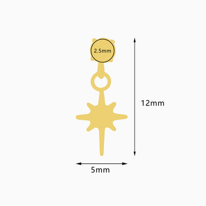 18Kt Gold PVD Titanium Threadless Dangle North Star Top