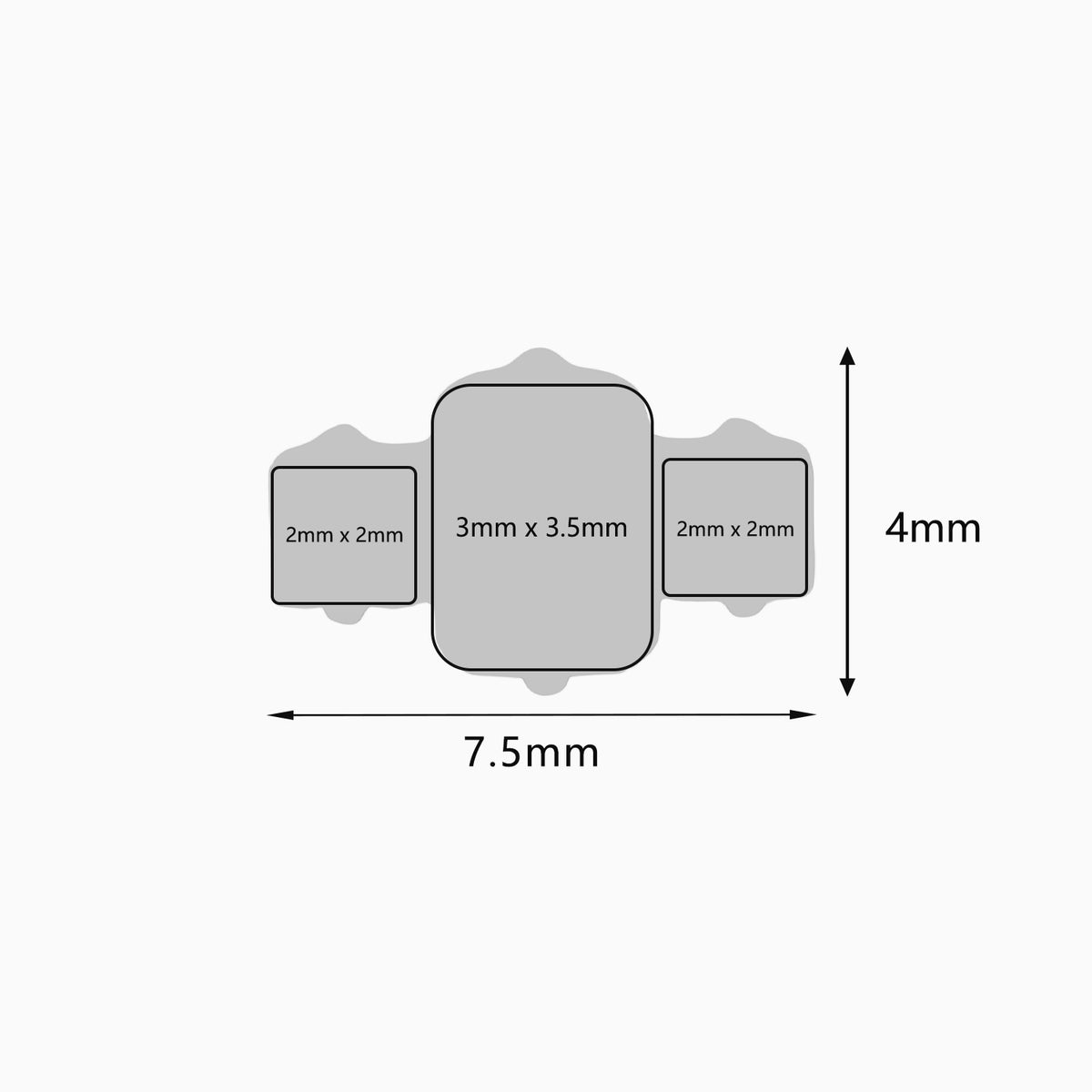 Titanium Threadless Square Three-Stone Cluster Top