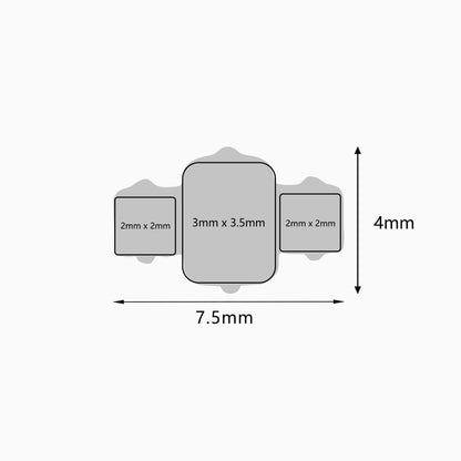 Titanium Threadless Square Three-Stone Cluster Top