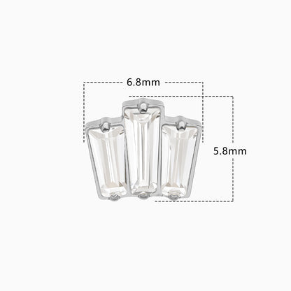 Titanium Threadless 3-Stone Baguette Decorative End