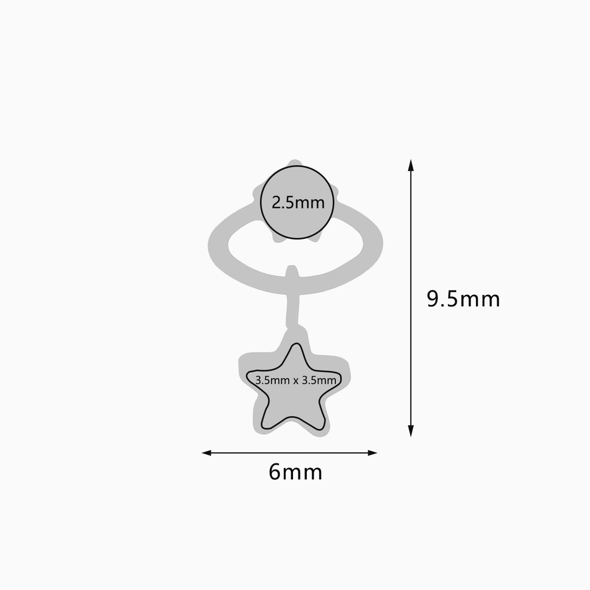 Titanium Threadless Dangle Bezel Cluster Top
