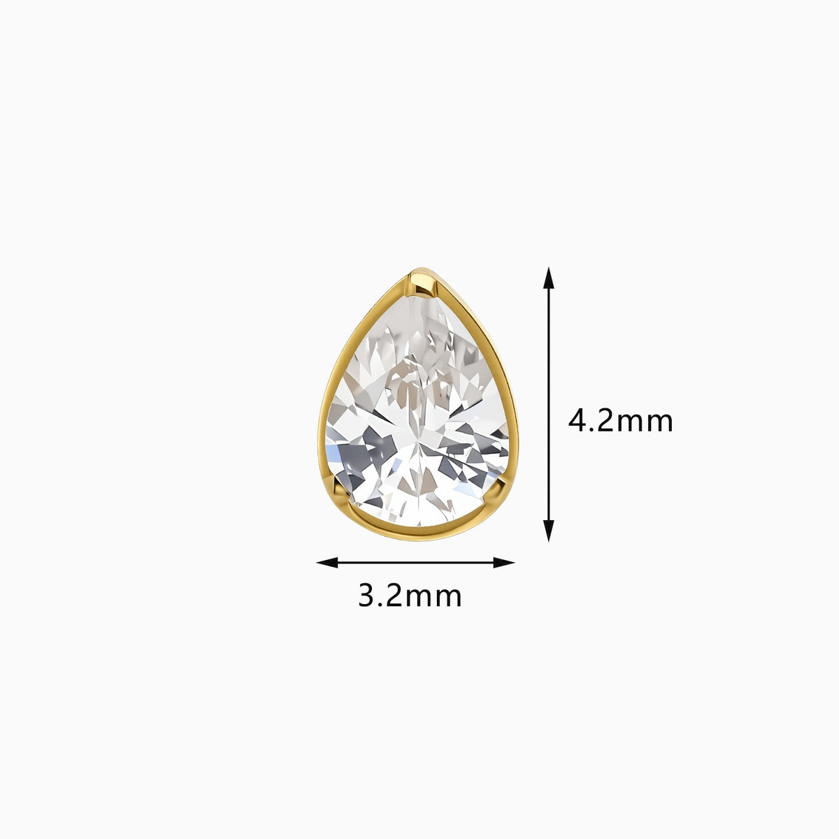18Kt Gold PVD Titanium Threadless Pear Bezel Top
