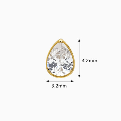 18Kt Gold PVD Titanium Threadless Pear Bezel Top