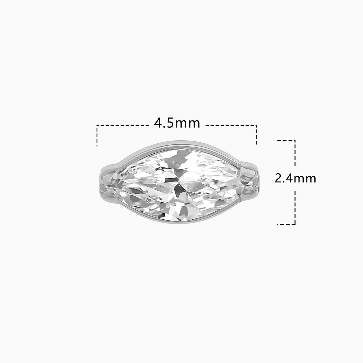 Titanium Threadless Marquise Bezel-Set Gem Top