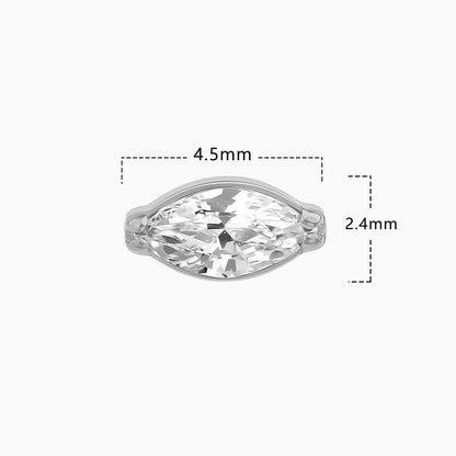 Titanium Threadless Marquise Bezel-Set Gem Top
