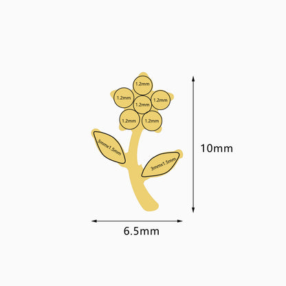 18Kt Gold PVD Titanium Internally Threaded CZ Flower with Stem Top