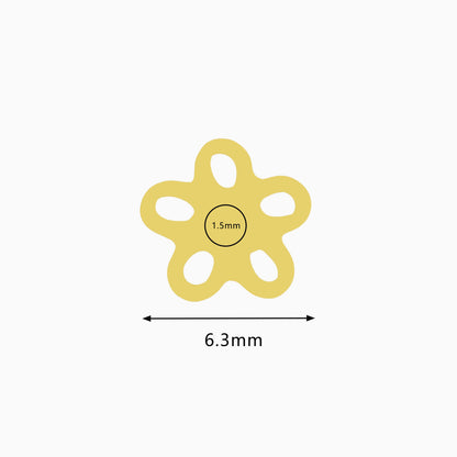 18Kt Gold PVD Titanium Threadless Open Flower Gem Top