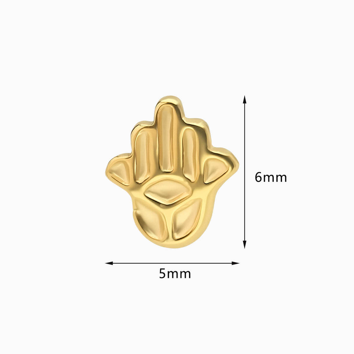 18Kt Gold PVD Titanium Threadless Hamsa Hand Top
