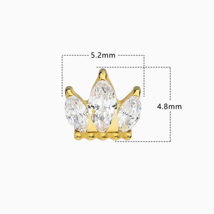 24Kt Gold PVD Titanium Marquise Crown Cluster Prong Set Gem Top