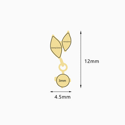 24Kt Gold PVD Titanium Threadless Dangle Leaf Cluster Top
