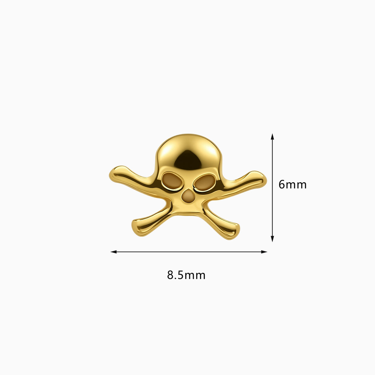 18K Gold PVD Titanium Internally Threaded Skull and Crossbones Top