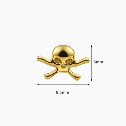 18K Gold PVD Titanium Internally Threaded Skull and Crossbones Top