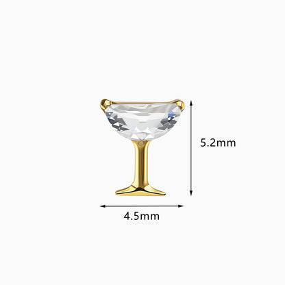 18Kt Gold PVD Titanium Threadless Cocktail Glass Top