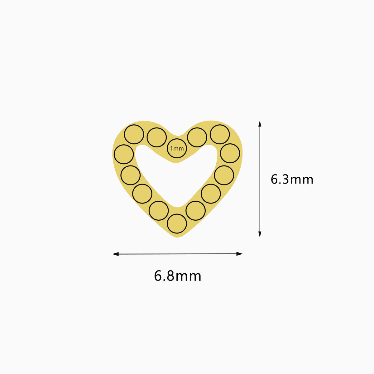18Kt Gold PVD Titanium Threadless Open Heart Gem Top