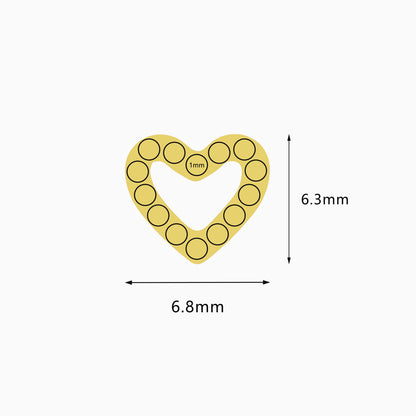 18Kt Gold PVD Titanium Threadless Open Heart Gem Top