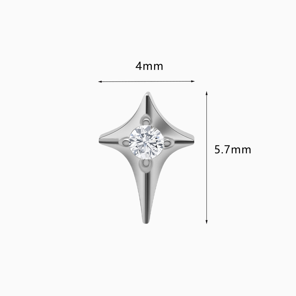 Titanium Threadless Four-Point Star Gem Top