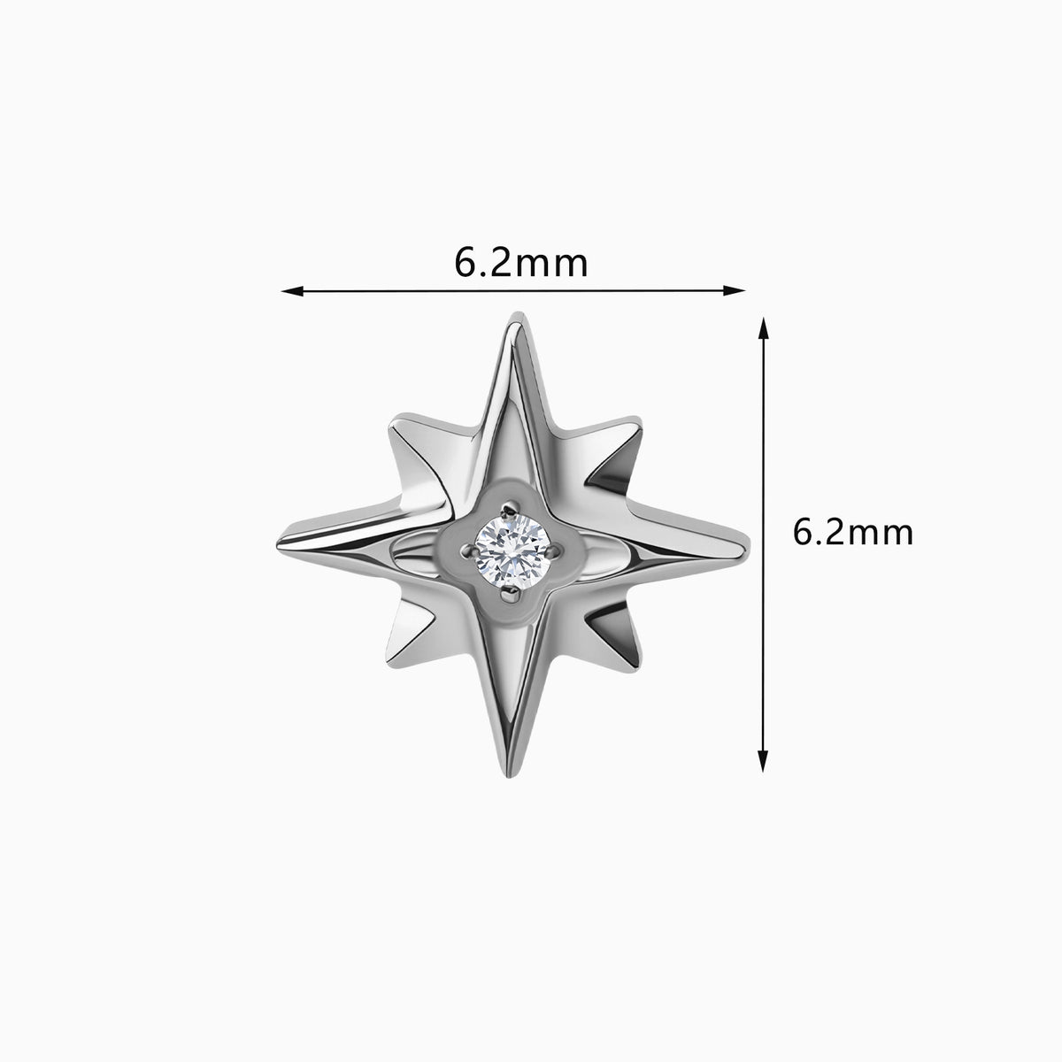 Titanium Threadless Eight-Point Star Gem Top