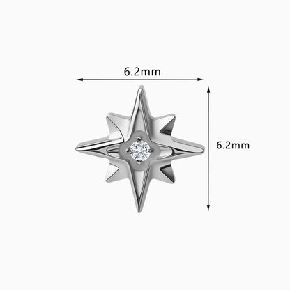 Titanium Threadless Eight-Point Star Gem Top
