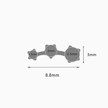 Titanium Threadless Graduated Triple Round Gem Curve Top.