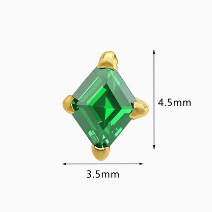 18Kt Gold PVD Titanium Threadless Synthetic Emerald Lozenge Top
