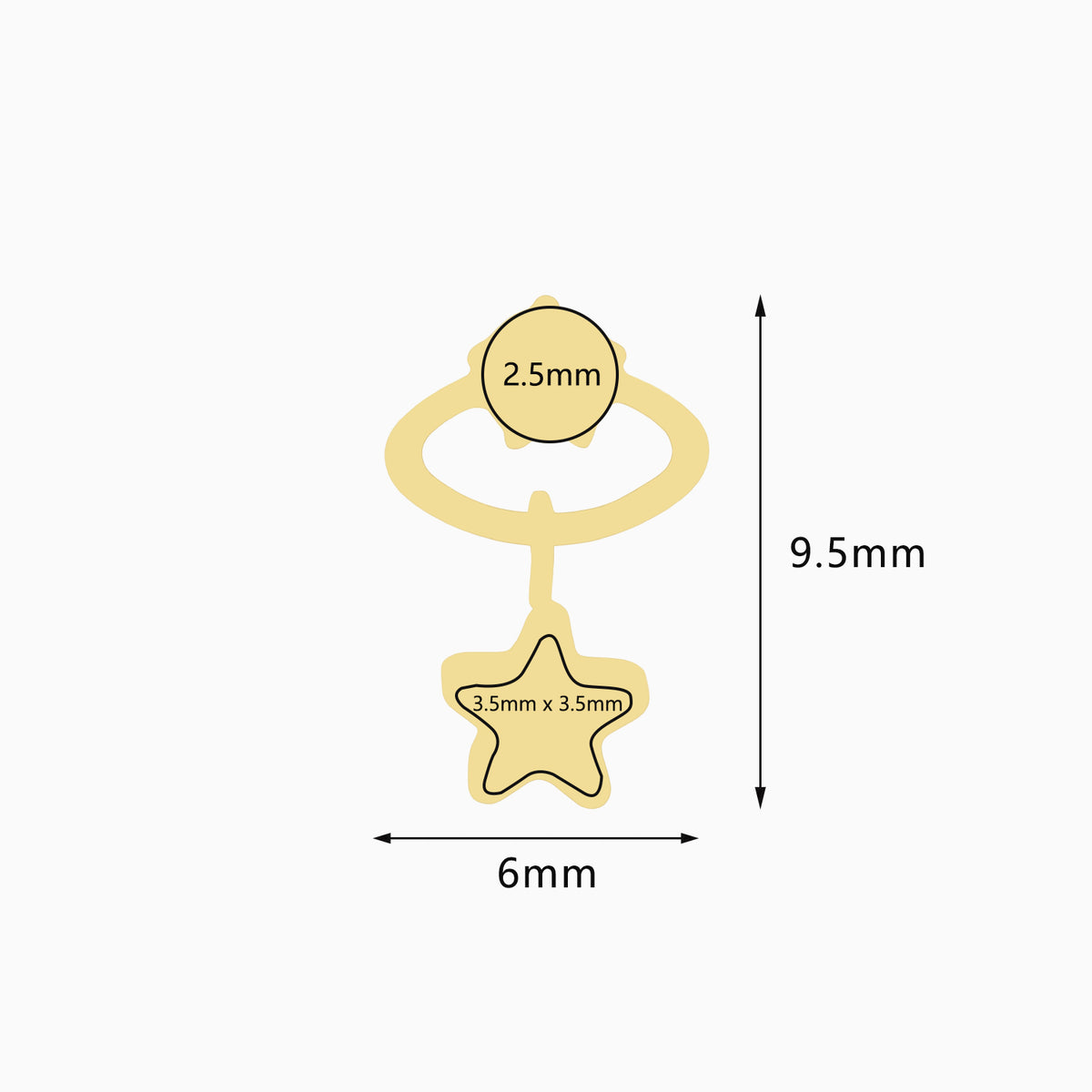18Kt Gold PVD Titanium Threadless Dangle Bezel Cluster Top