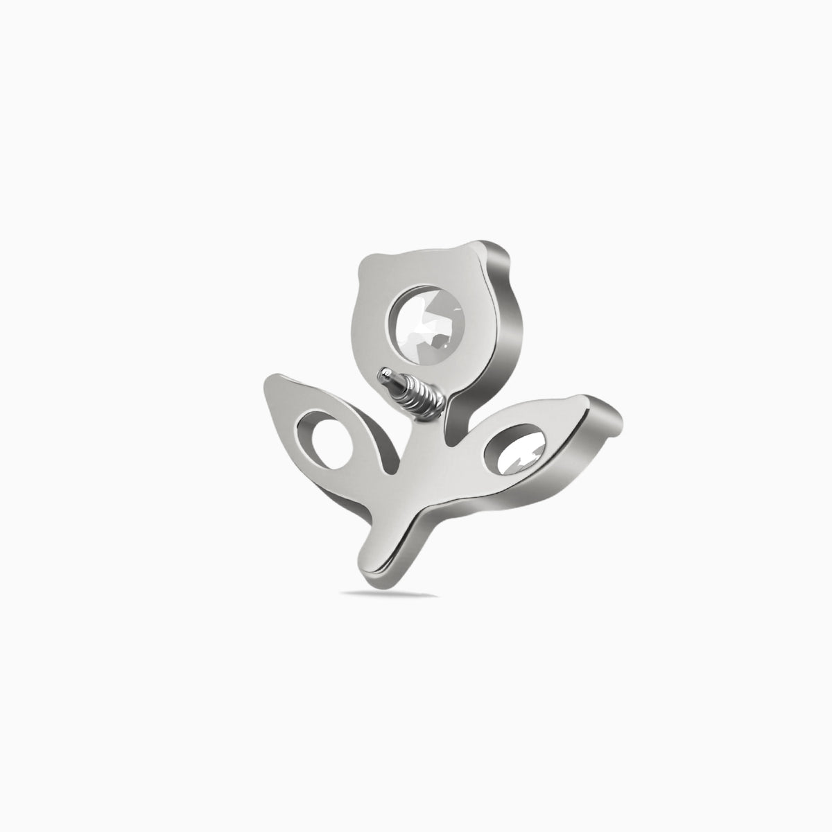 Titanium Internally Threaded CZ Flower and Leaf Top