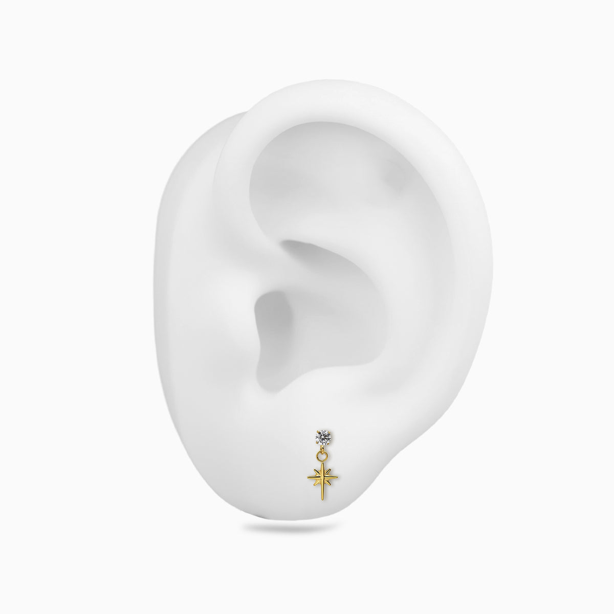 18Kt Gold PVD Titanium Threadless Dangle North Star Top