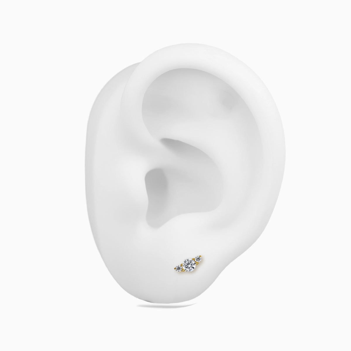 18Kt Gold PVD Titanium Threadless Three-Stone Cluster Top
