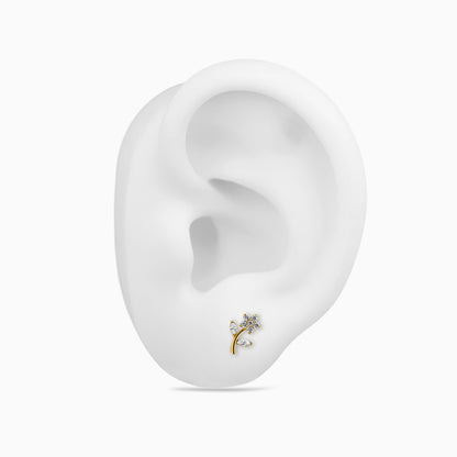 18Kt Gold PVD Titanium Internally Threaded CZ Flower with Stem Top