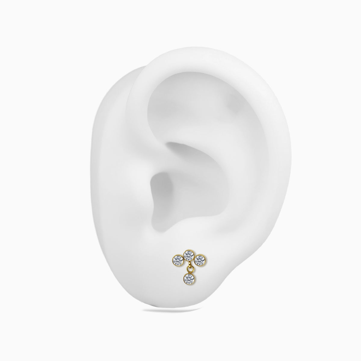 18Kt Gold PVD Titanium Threadless Dangle Bezel Cluster Top