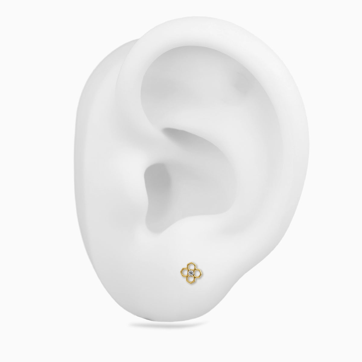 18Kt Gold PVD Titanium Threadless Open Flower Gem Top