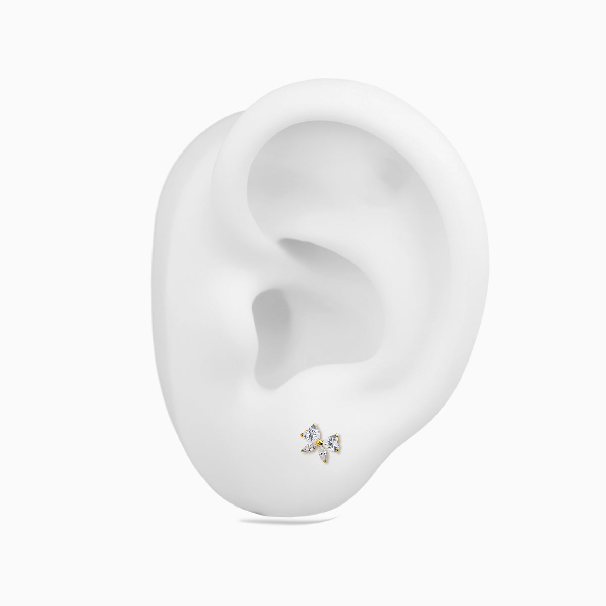 18Kt Gold PVD Titanium Threadless Butterfly Cluster Top