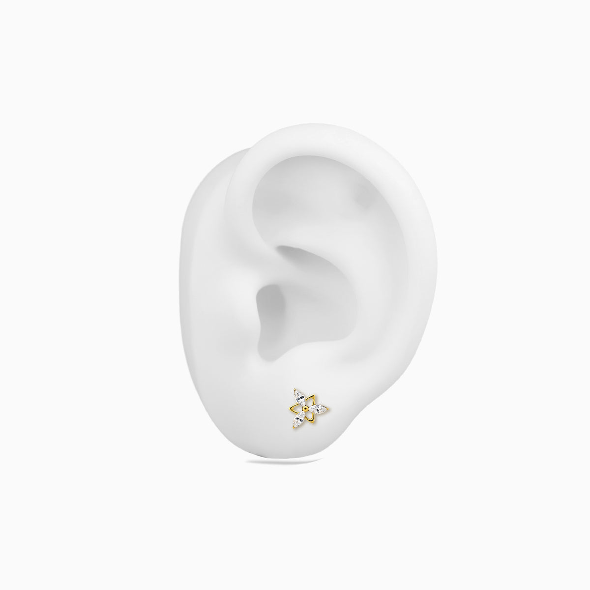 18Kt Gold PVD Titanium Threadless Marquise Cluster Top