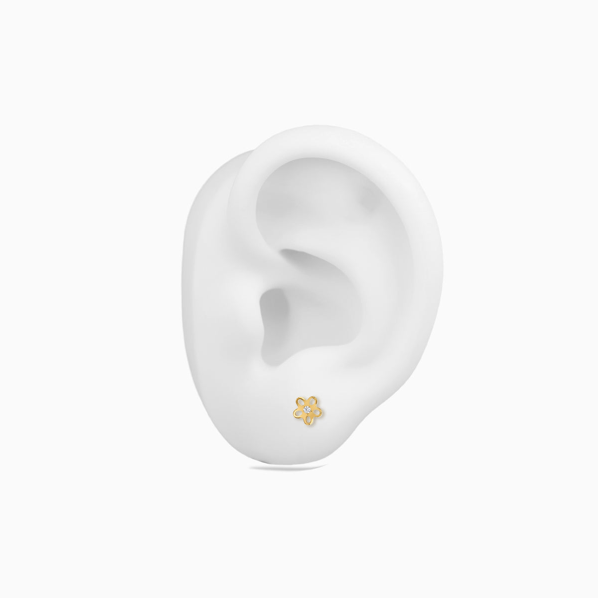 18Kt Gold PVD Titanium Threadless Open Flower Gem Top