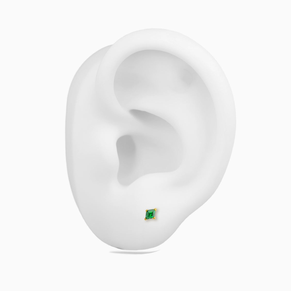 18Kt Gold PVD Titanium Threadless Synthetic Emerald Lozenge Top