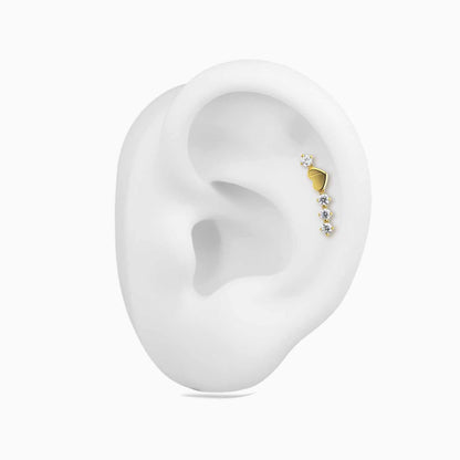 18Kt Gold PVD Titanium Threadless Heart Cluster Top
